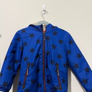 Mini Boden Boys Blue Star Print Jacket size 6/7 VGUC